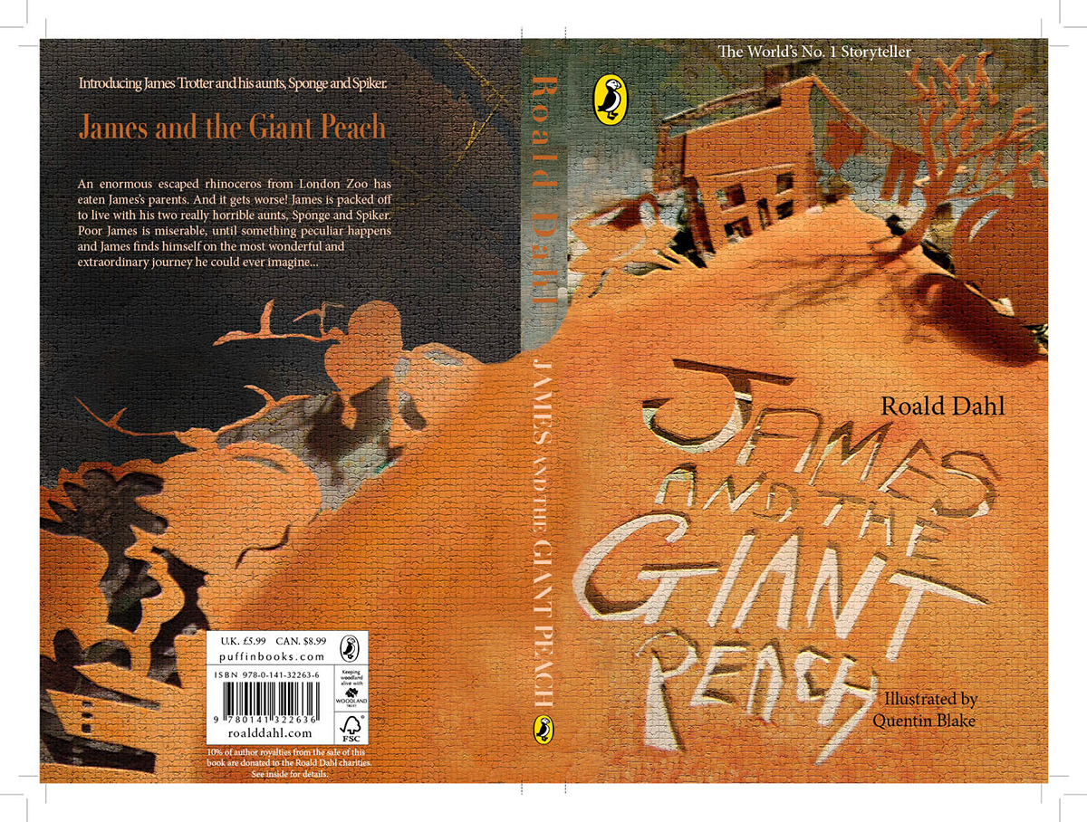 Jamesandthegiantpeach Diecut craft Penguin Awards book cover  Roald Dahl 3D Book Cover