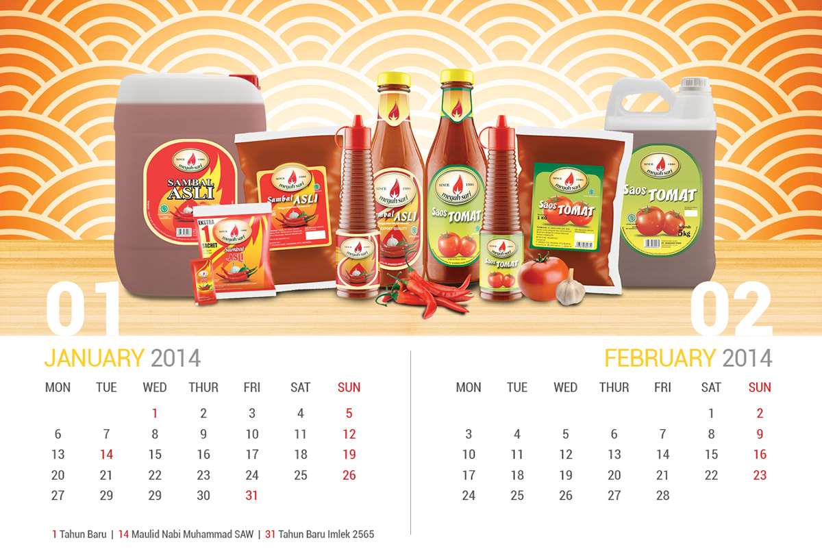 calendar Calendar 2014 Chilli Sauce sambal Product Photography megah sari