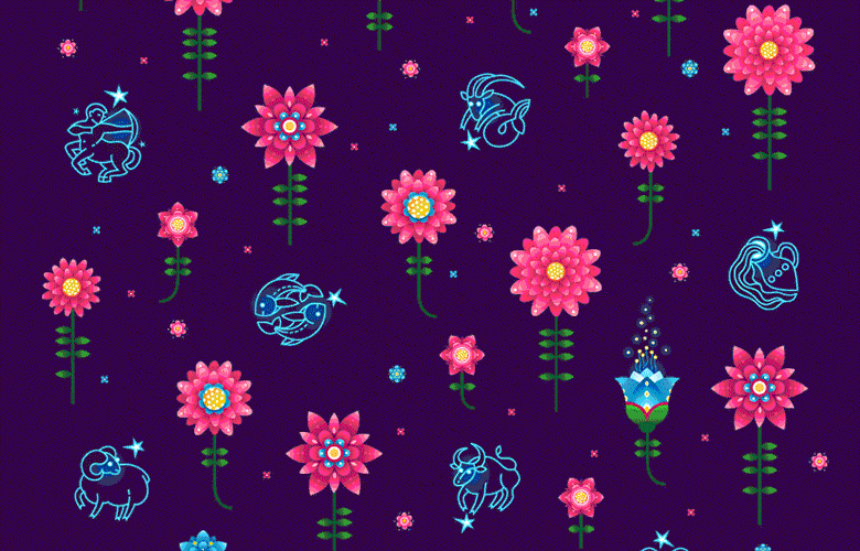 pattern flower ornament design Floral design floral pattern pattern design  textile designer zodiac signs AnnaPogulyaeva_Art