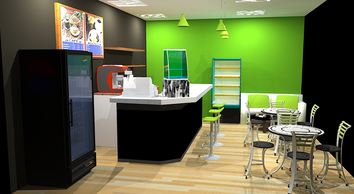 3D Render grafica natural Jugos helados cafeteria