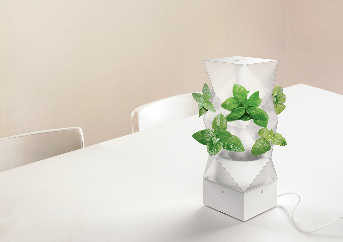 aeroponics Food Security Smart Home Sustainability generative design herb garden indoor planter industrial design 