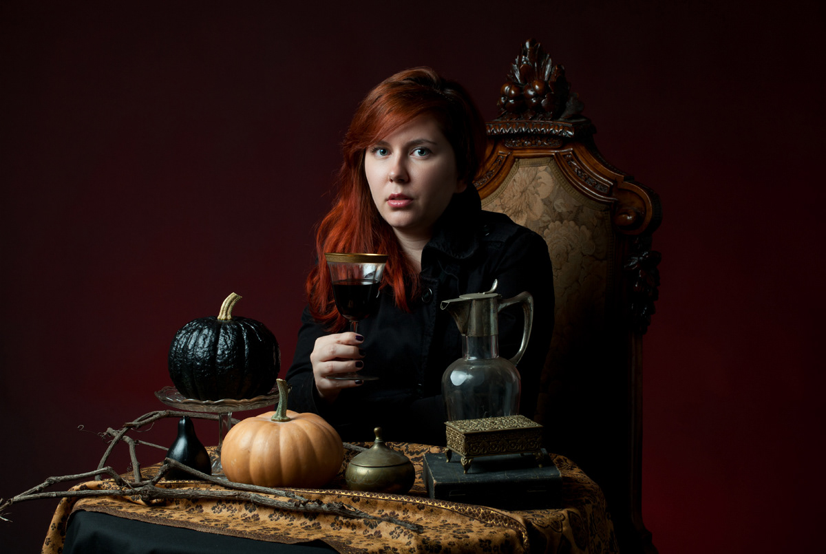 Halloween pumpkin ghost woman