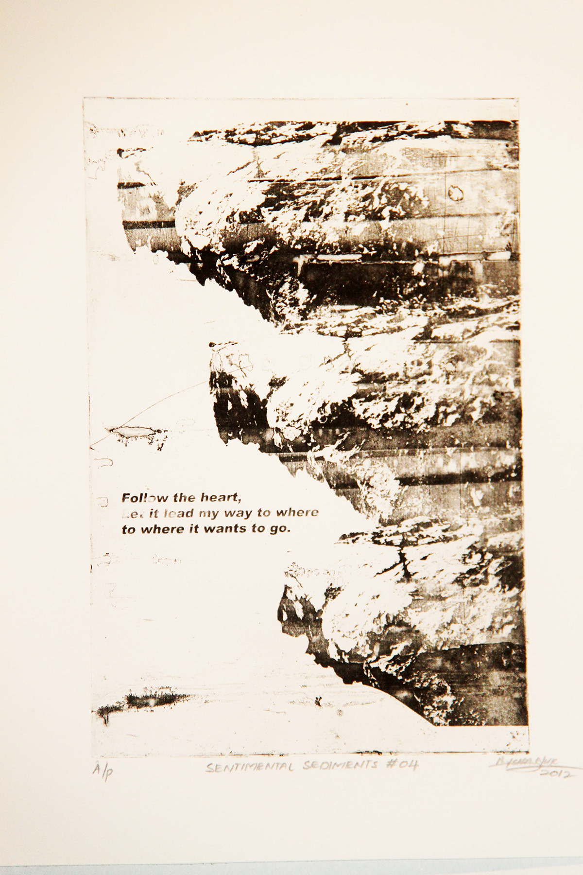 Landscape printmaking photo etching rocks text
