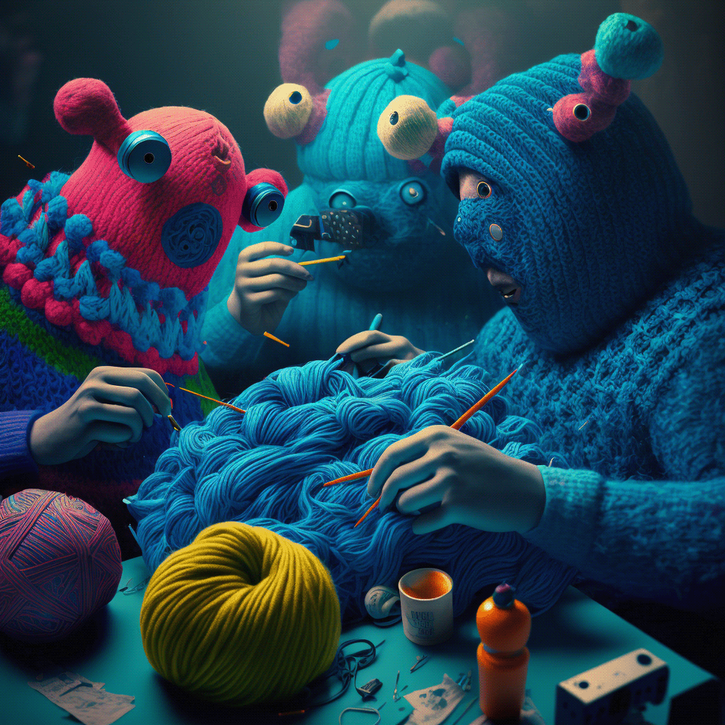 abstract animation  artwork Digital Art  digital illustration knitting pattern surrealistic textile wool