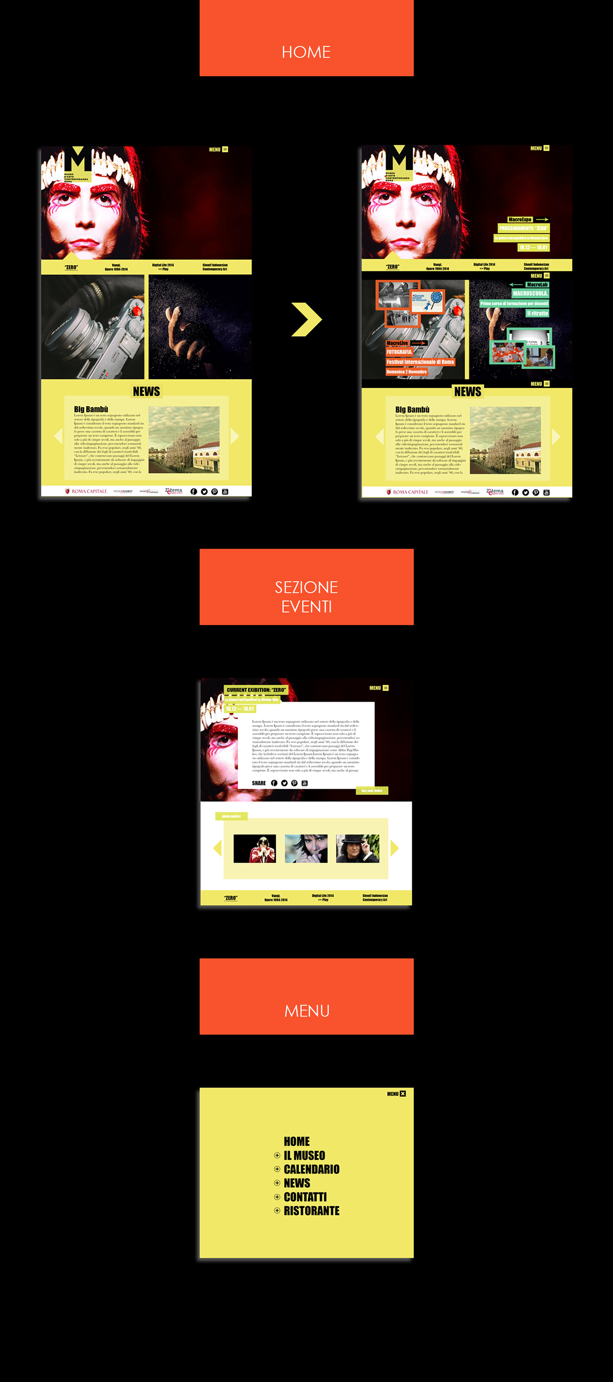 interface design Web macro museo RESTYLING grafica Layout