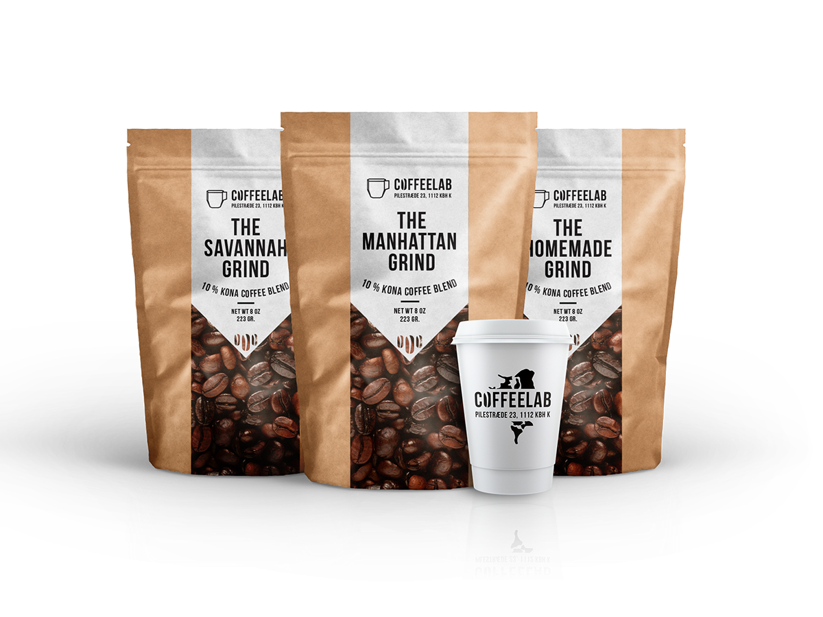 Coffee package design  paperbag hot cup guideline coffeelab exclusive Mockup