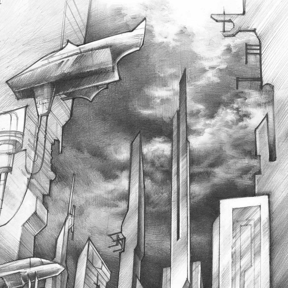future city future world Concept drawings science-fiction ILLUSTRATION  Pencil drawing environment concept concept art Pencil illustration sci-fi