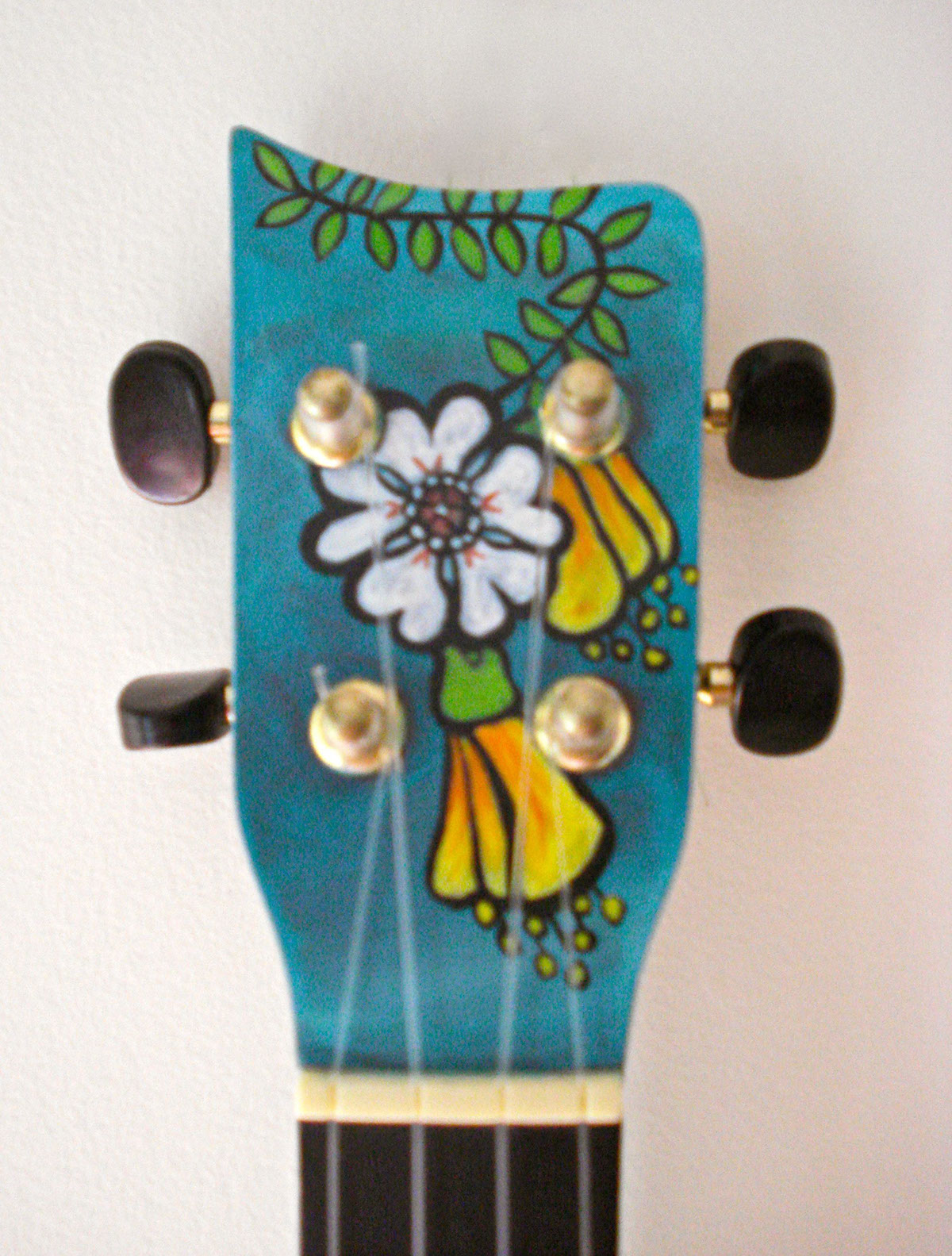 Ukulele  Guitar tattoo  bird  tui  flowers   kowhai Custom Hand Painted ukelele