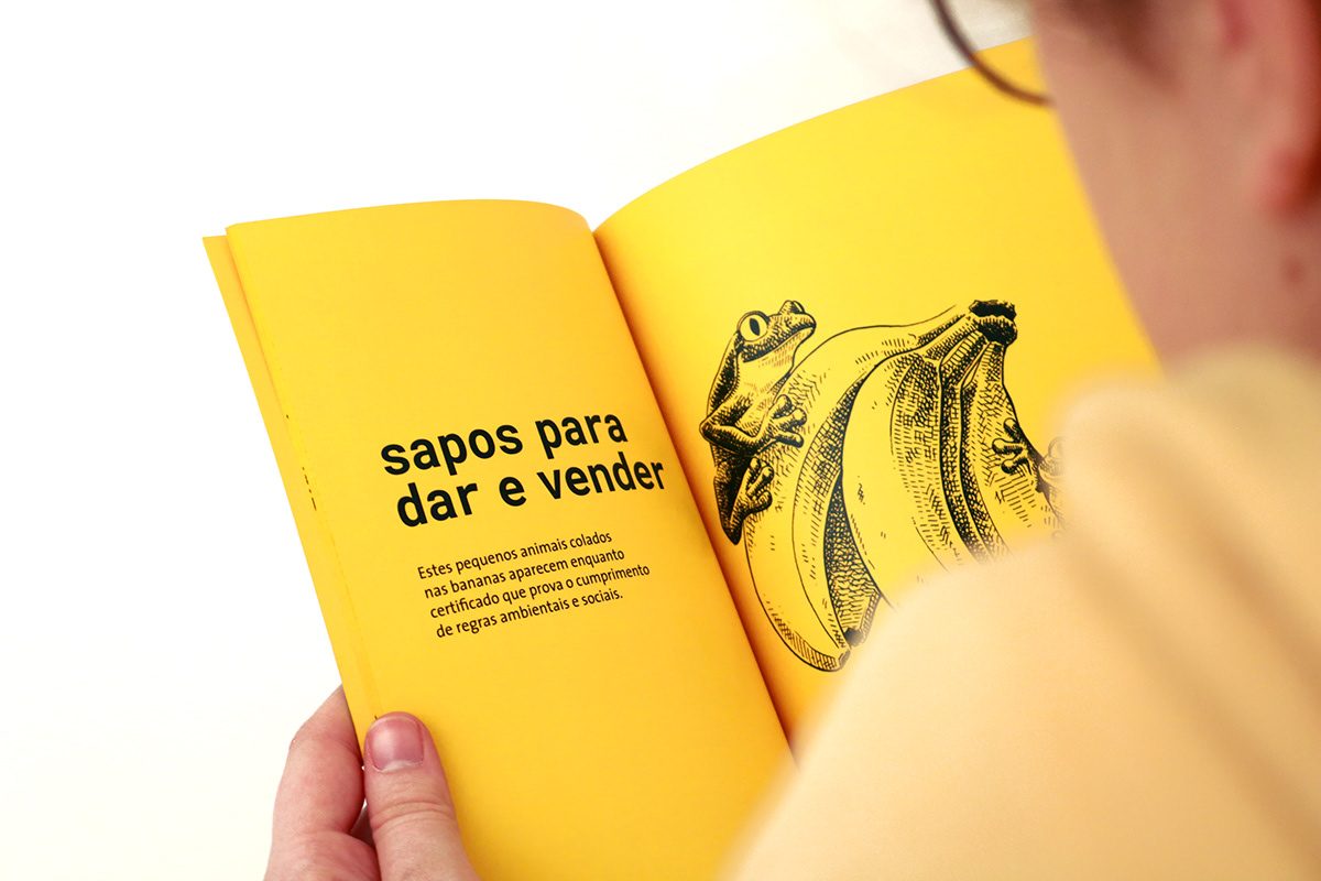 banana book Colection Book ILLUSTRATION  Layout yellow artwork crosshatching portuguese stickers