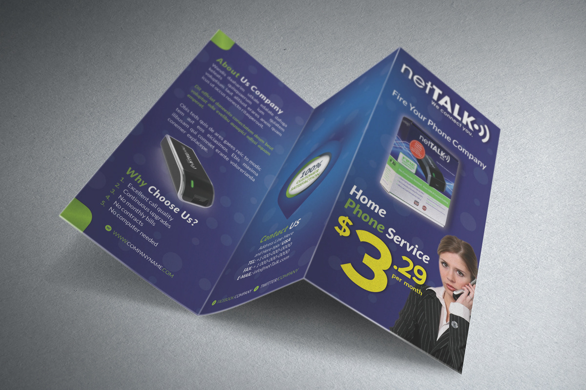 product netTALK tri fold brochure