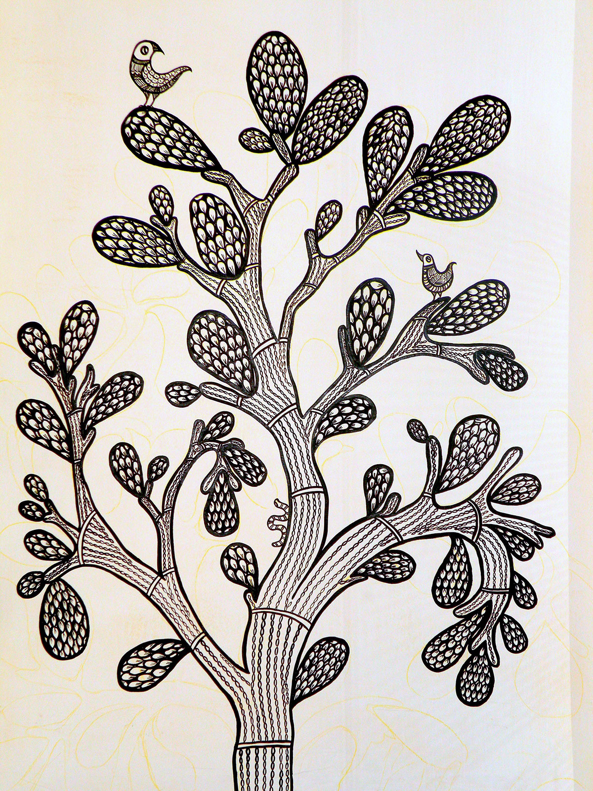 Gond  mural  wall painting  hand drawn art