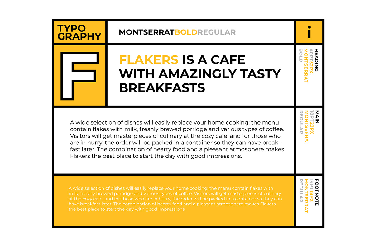 breakfast cafe flakes package animation  yellow Logotype restaurant