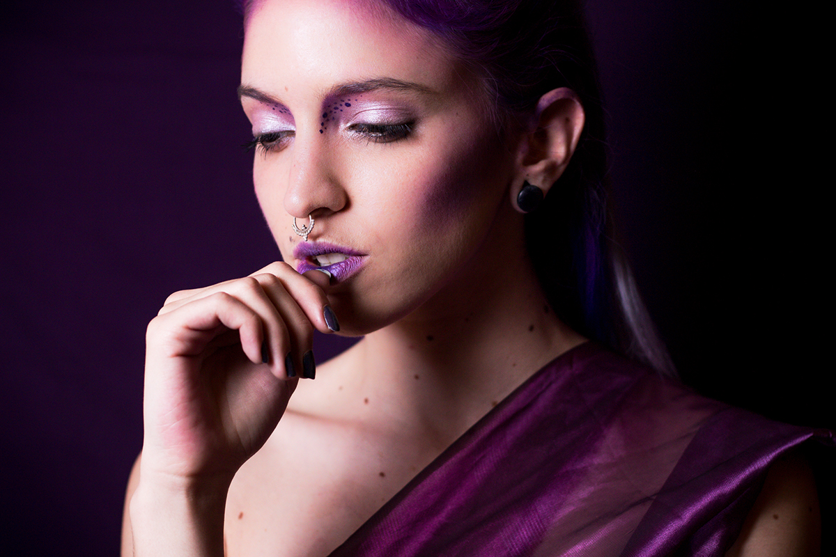 girl female studio light purple colour thecoloursdiary Project Production makeupartist Lisbon Portugal teen concept conceptual