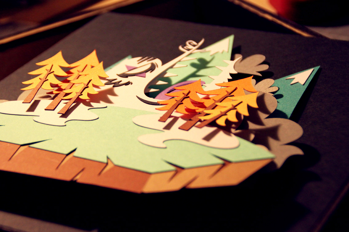 paperframe paper yeti mountain snow forest Hungry king