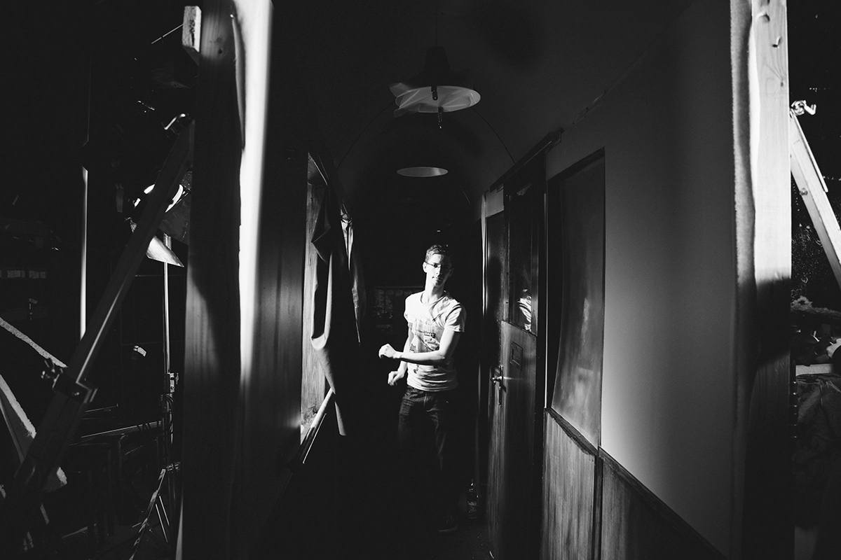 black and white behind the scenes film stills