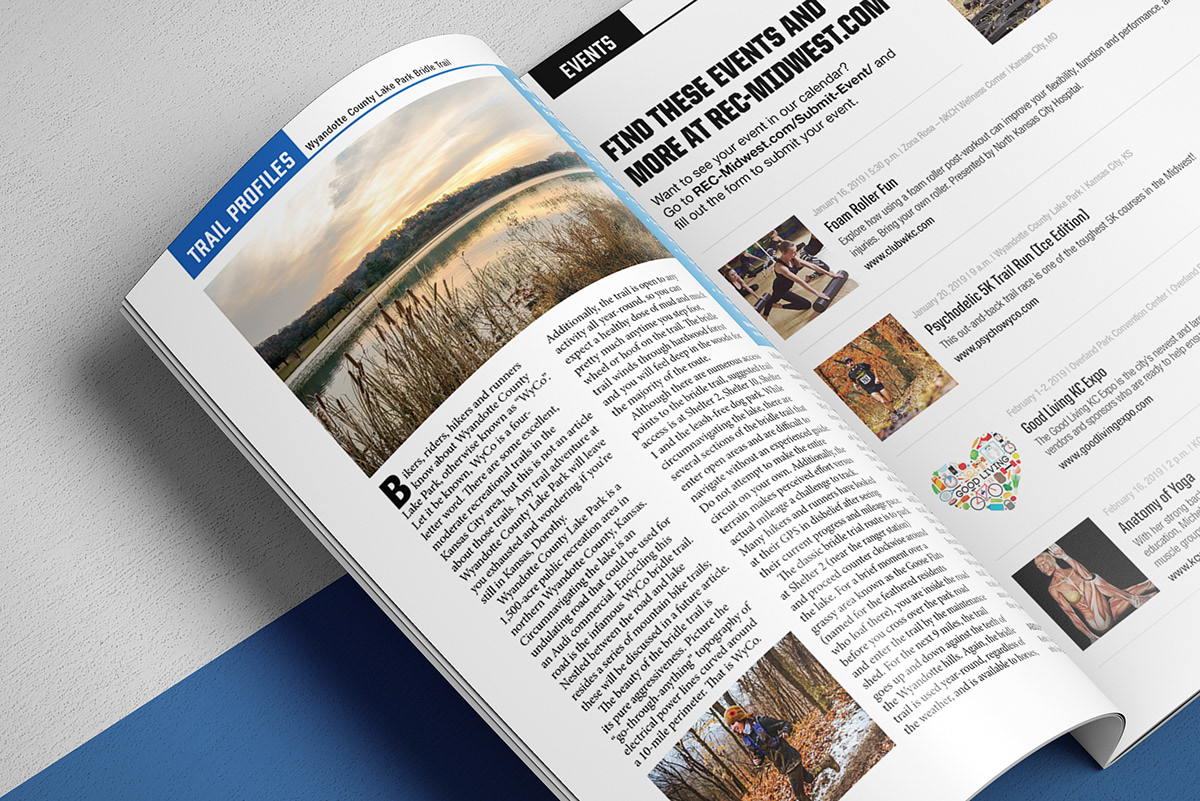 magazine publication sports recreation midwest outdoors exercise Web Design  ux homepage