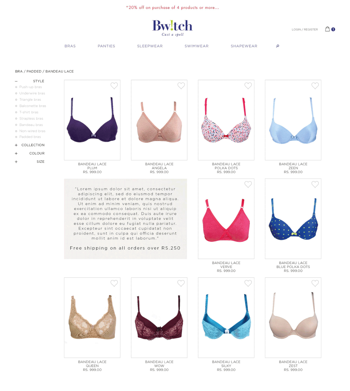 Website Design art direction  UI ux graphic design  lingerie e-commerce