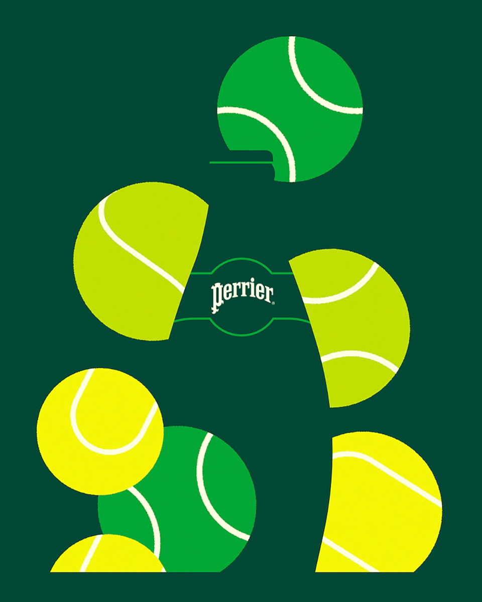 perrier Roland Garros tennis flatdesign Collaboration artist