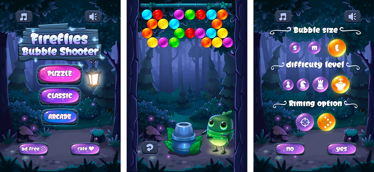 game beetle bubble Shooter firefly forest gameFX FX animation animation  octopus