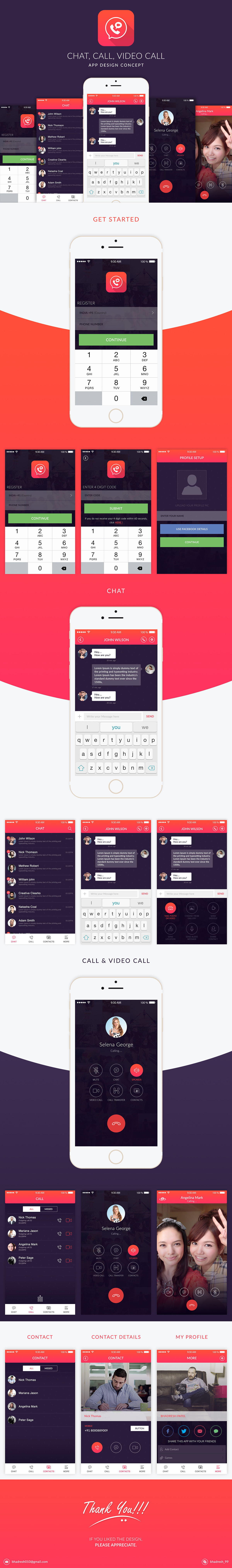 Chat, Call, Video Call App design concept.