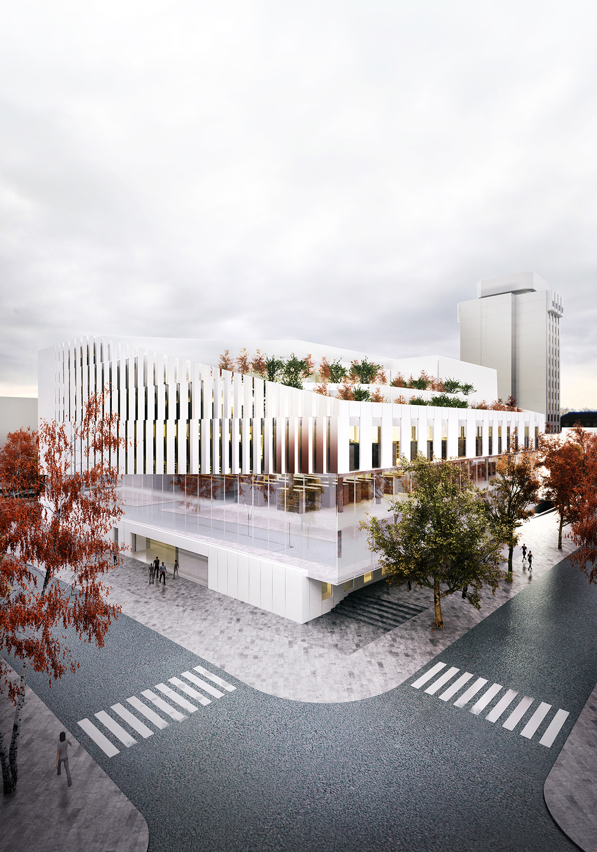 library Varna Competition rendering library interior public building exterior chanel glass polished steel contemporary building