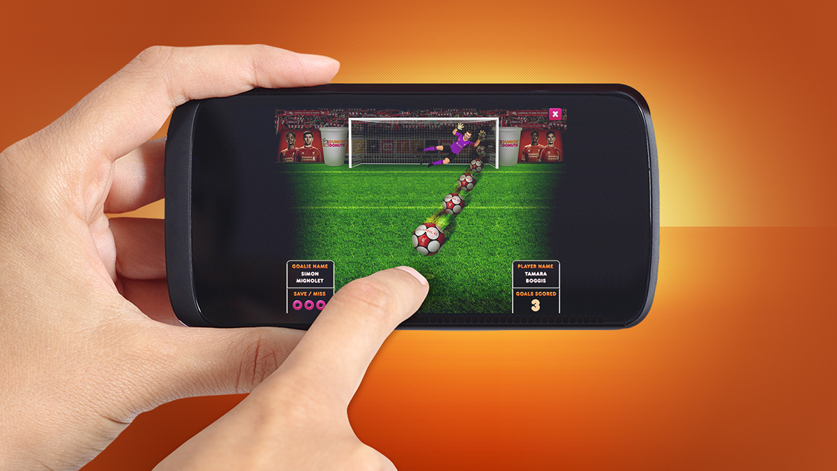 Dunkin Donuts soccer football game penalty Liverpool LFC mobile iphone Website Webdesign microsite Sweepstakes