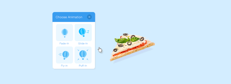 Food  animation  Pizza landing page parallax vegetables Editor