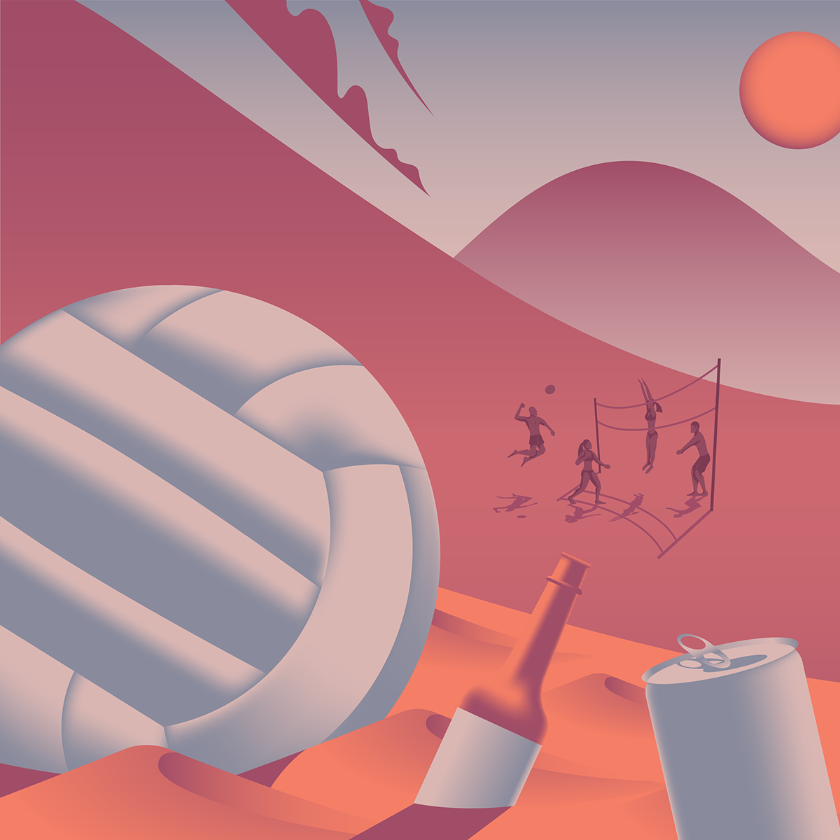 ILLUSTRATION  the futur summer depth texture color atmosphere atmosphere perspective volleyball beach
