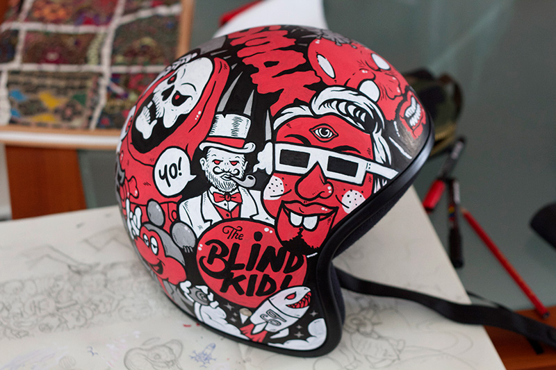 BRANDON ELS THE BLIND KID Harley Davidson helmet design Helmet Helmet Illustration Australia artwork art