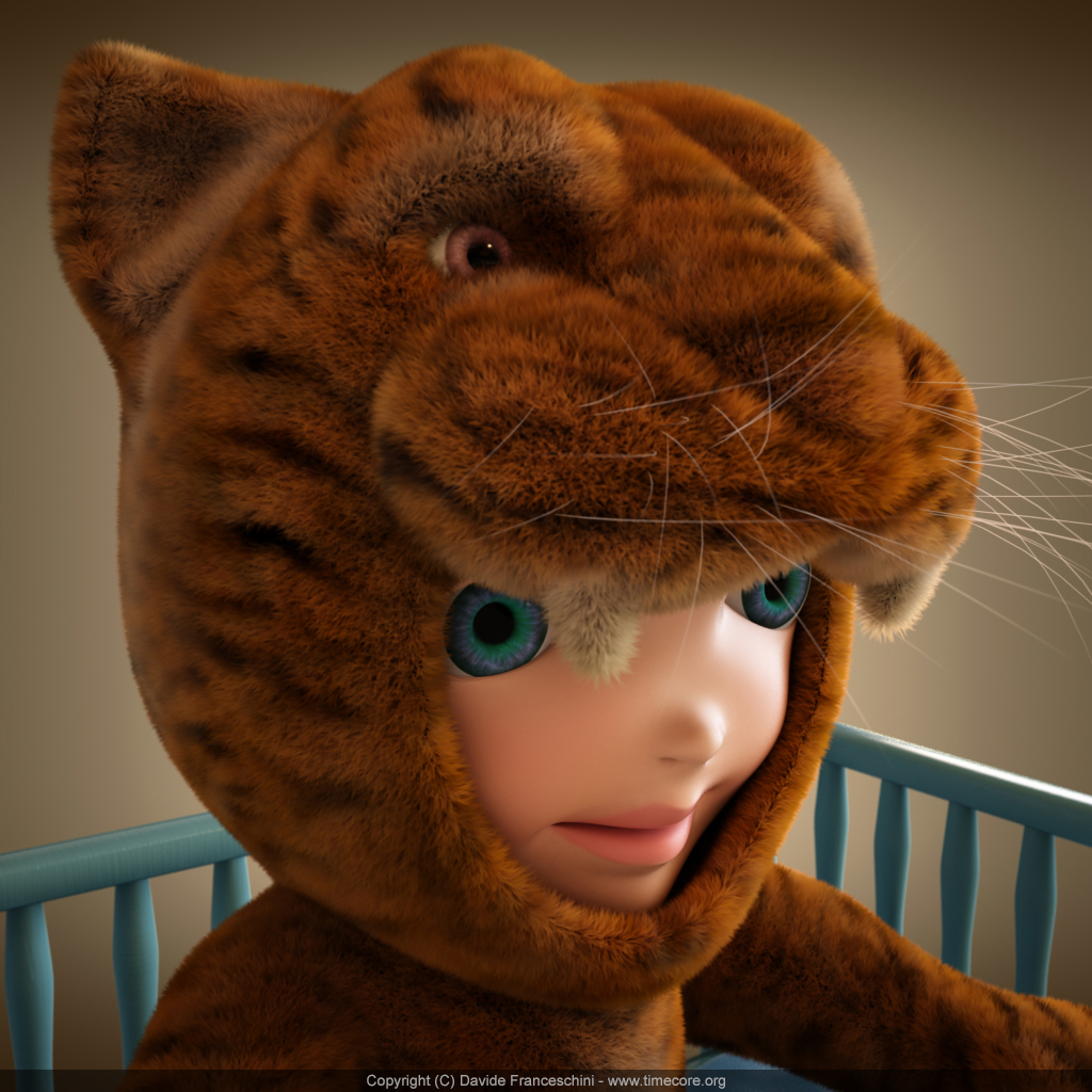 tiger baby timecore 3ds max vray 3D costume animal Carnival Fur hair child kid wild