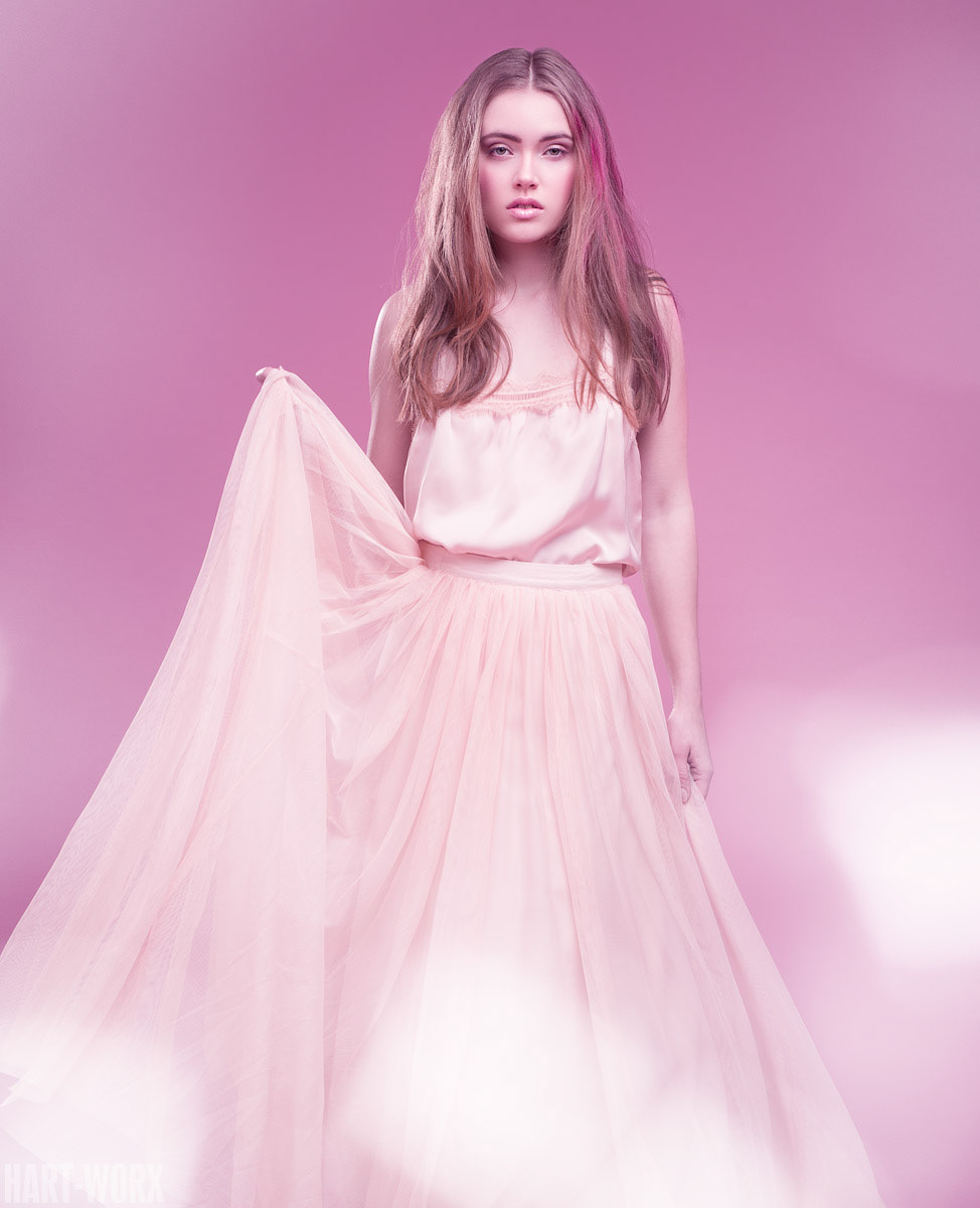 female Flowers model pale pink studio Fashion 