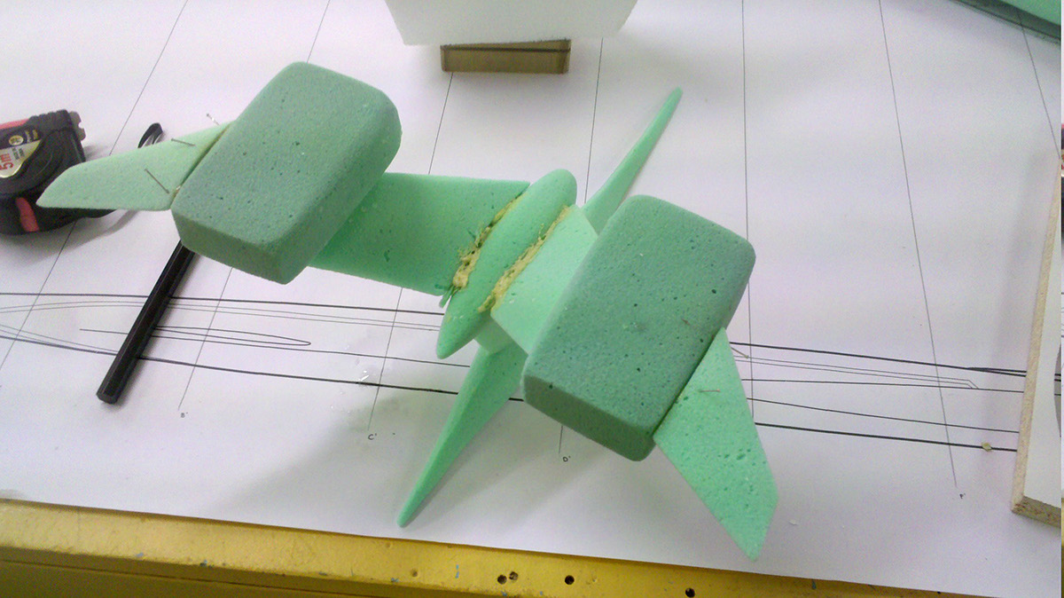The thunderbirds modeling green foam replica