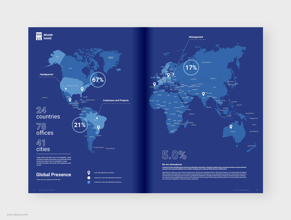 company profile annual report brochure template coreldraw ALFAERA Company Brief print financial Charts