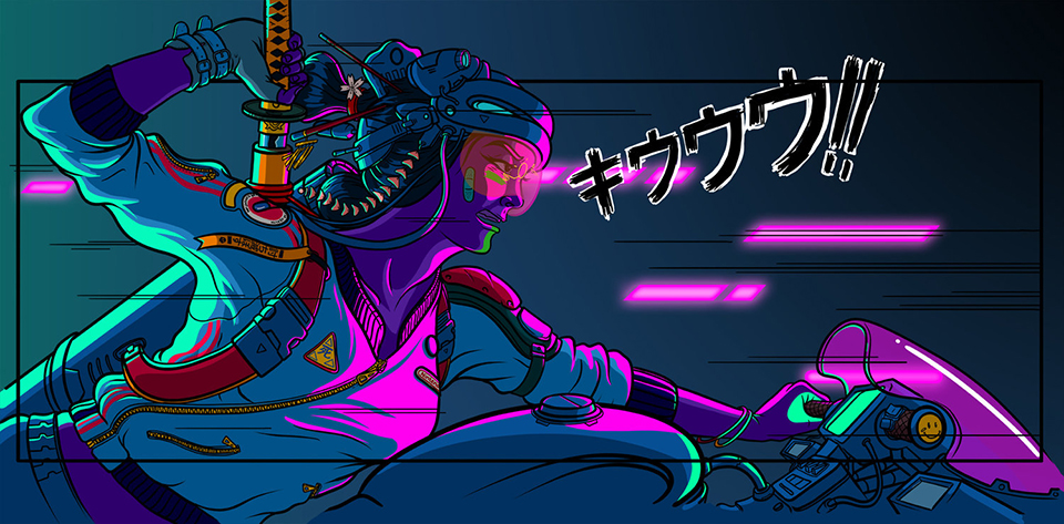 akira neon Mononoke anime manga Cyberpunk ILLUSTRATION  color future