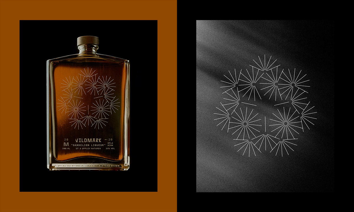 bottle dandelion emboss flower geometric gin ILLUSTRATION  Sun tea Whiskey