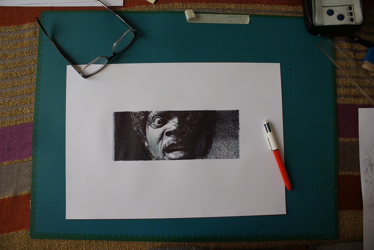 Samuel L Jackson portrait stylo à bille