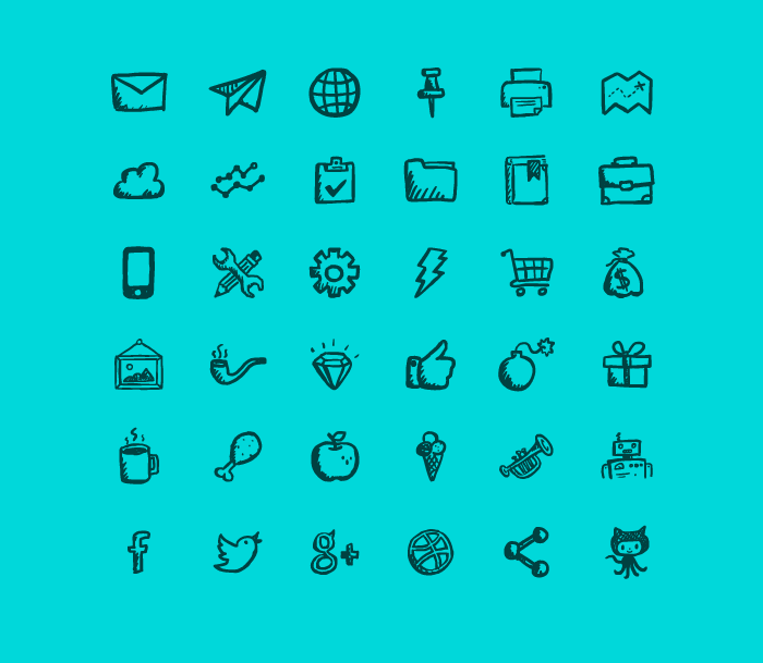 icons  UI design free hand-drawn sketch doodle Interface icon set social