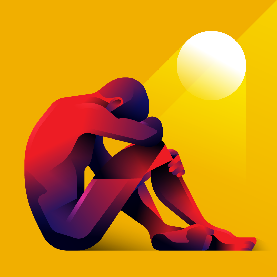 body Sadness Digital Art  gradients vectors blue feelings man red Sun