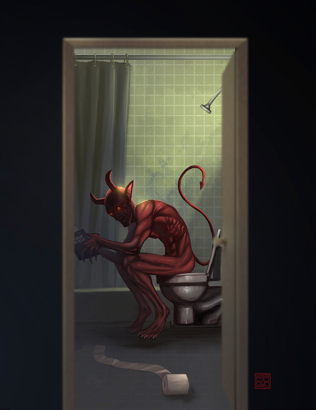raulman devil evil shitting illustration