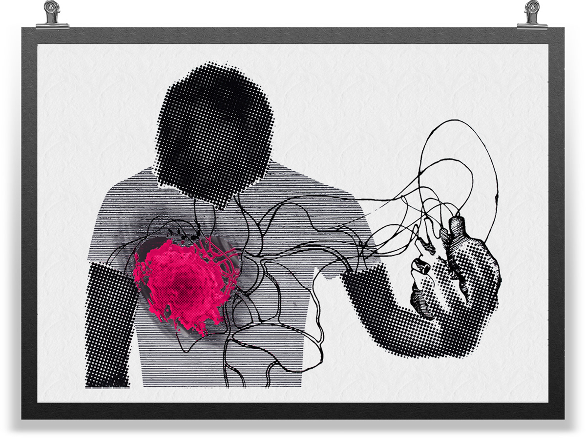 heart lito litoghaphy printmaking draw anatomy