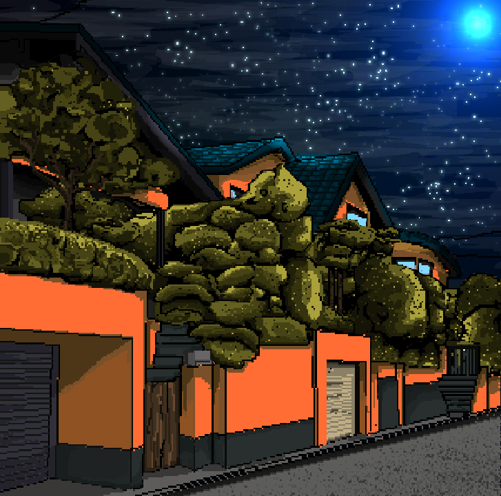pixel village Street japanese Day night 8bit