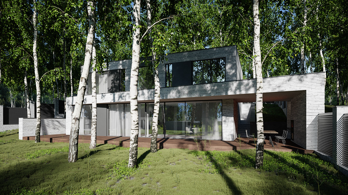 3dsmax architecture archviz birch corona render  house modern White wood contemporary