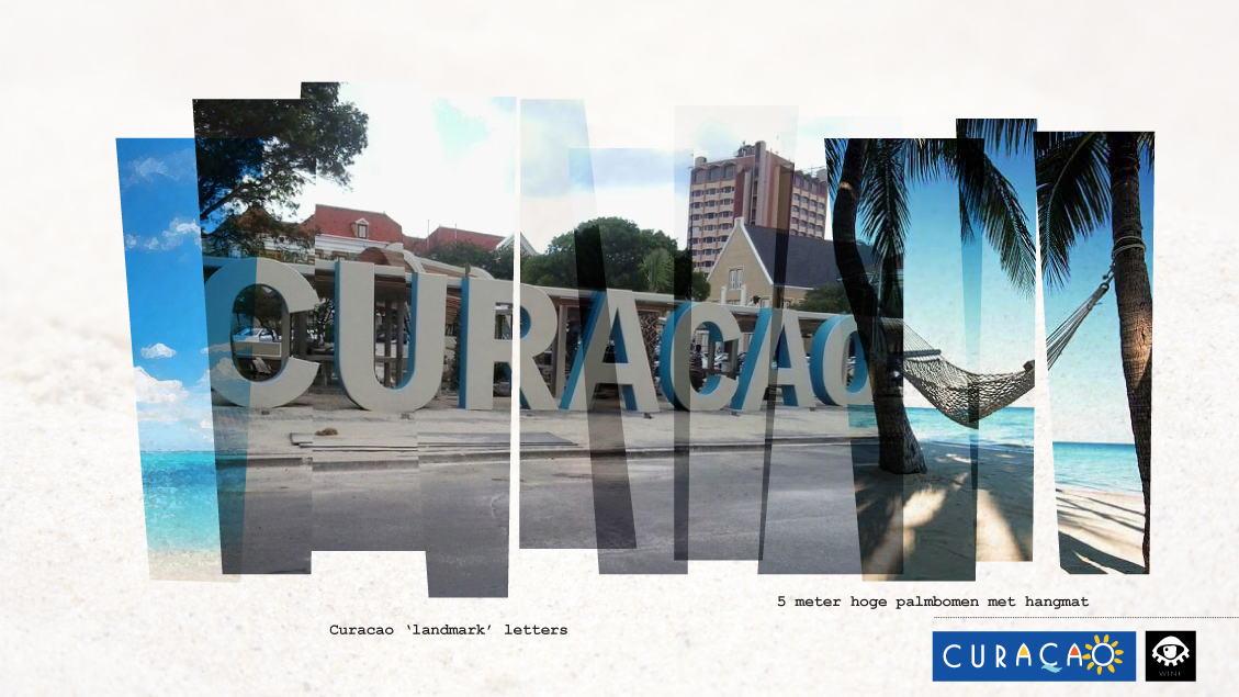 Curacao tourism wink Stand beach sand Sun Tropical sea vacation handmade collage digital art