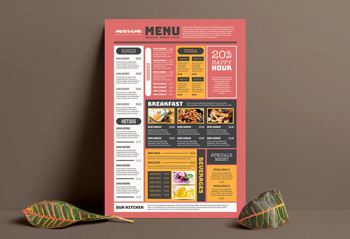 Advertising  design Food  food menu food menu design food menu template menu restaurant