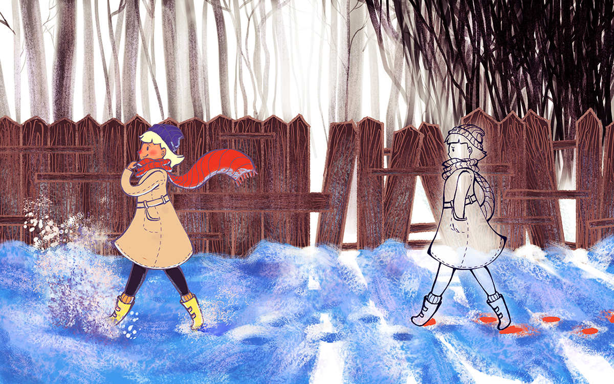 watercolor ink digital painting Illustrator book illustration fairytale Folklore Sumi ink narrative