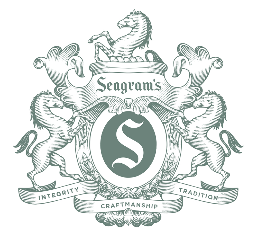 Steven Noble seagrams scratchboard etching engraving line art Label logo