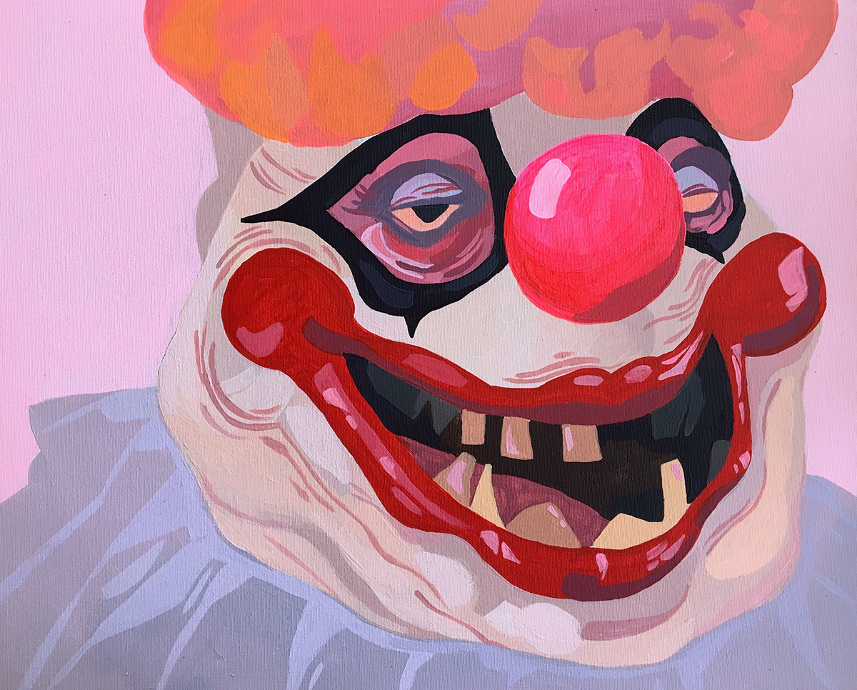 acrylic painting evil clown Fine Arts  Killer clown kitsch painting  