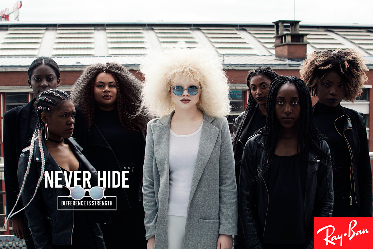 Ray-ban never hide Mode styling  albino black fashion photography
