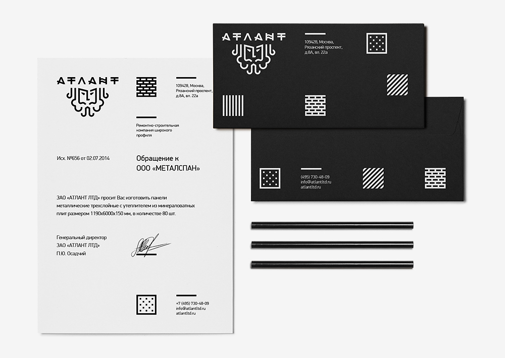 identity build company ATLANT corporate style black and white