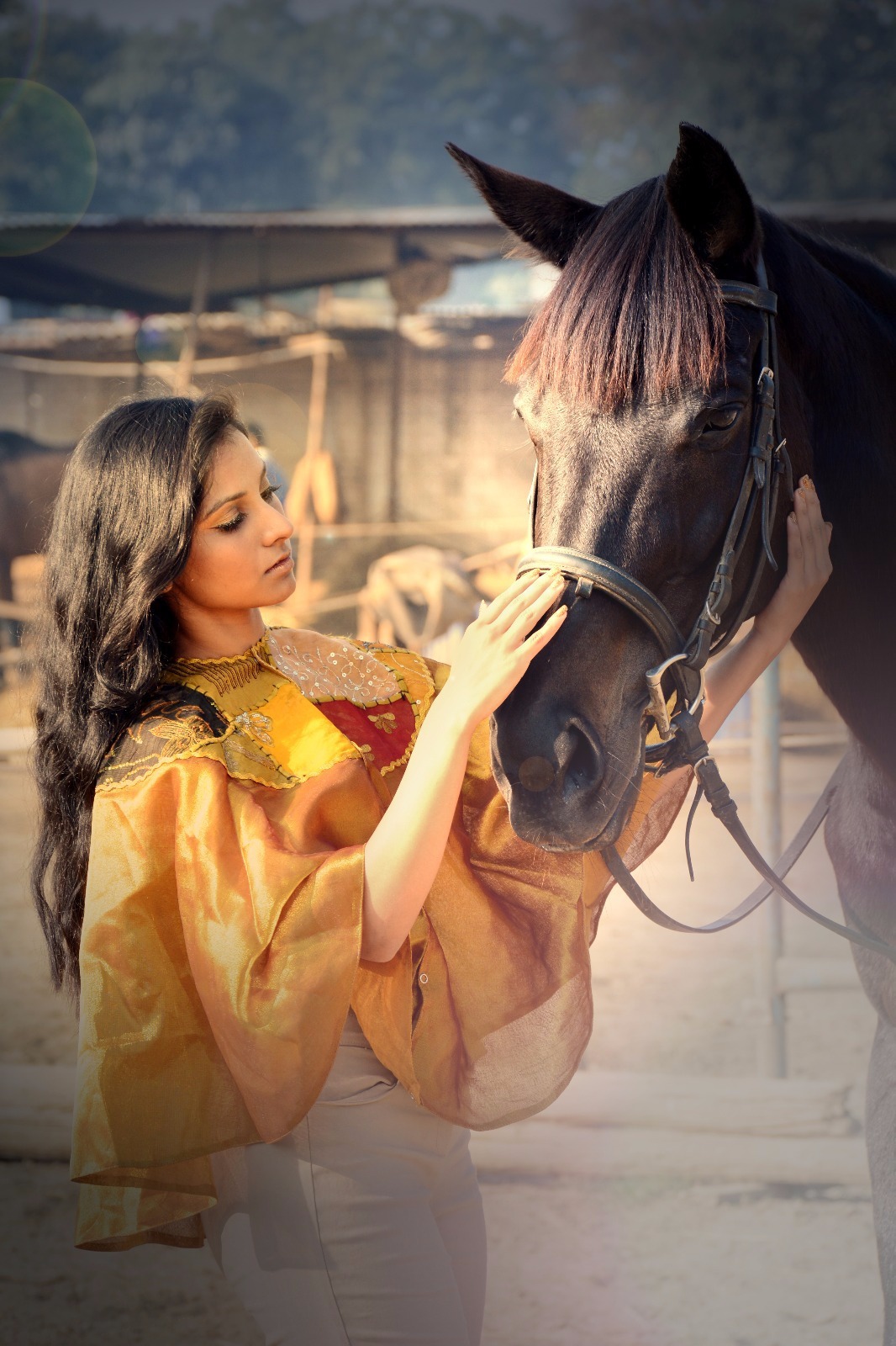 styling  golden horses hair and make-up